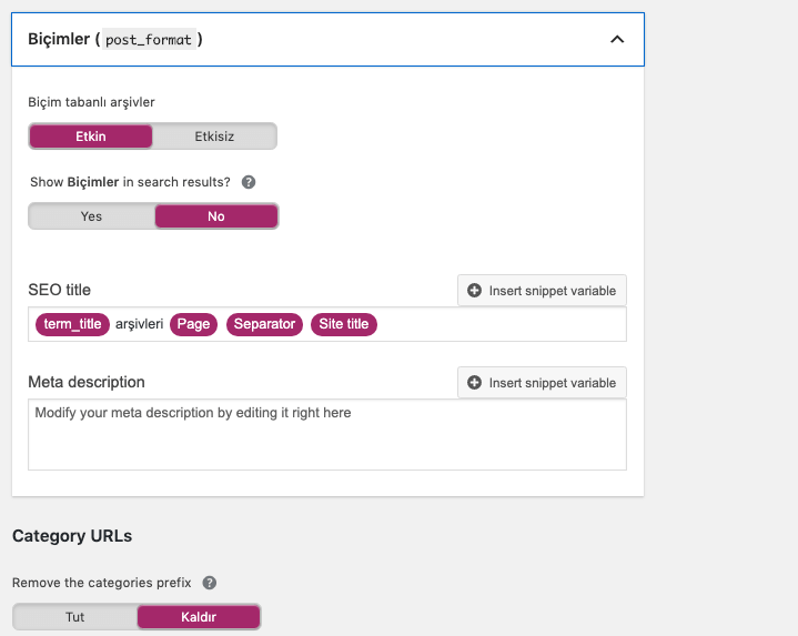 yoast seo ayarları biçim görseli