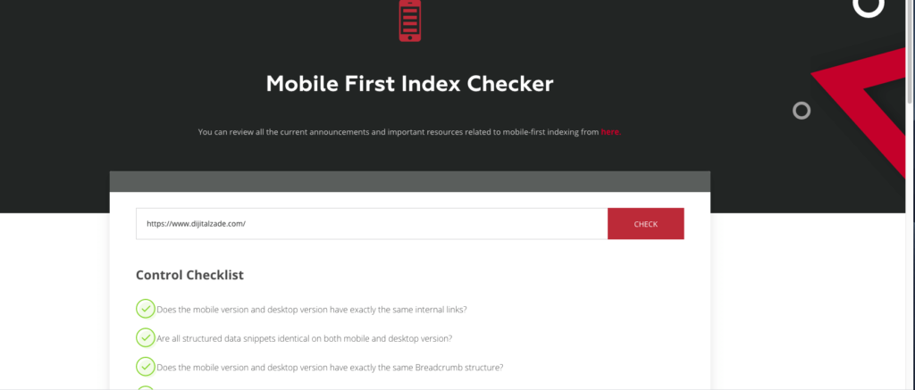 mobile index checker dijitalzade