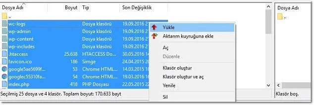 ftp geri yükleme filezilla