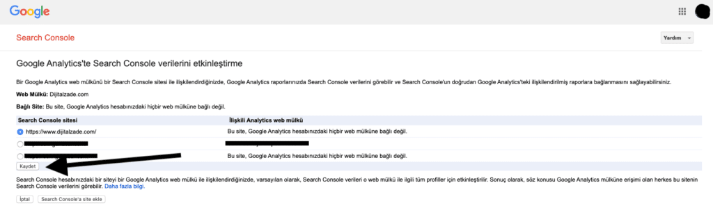 Google Analytics Search Console bağlama 