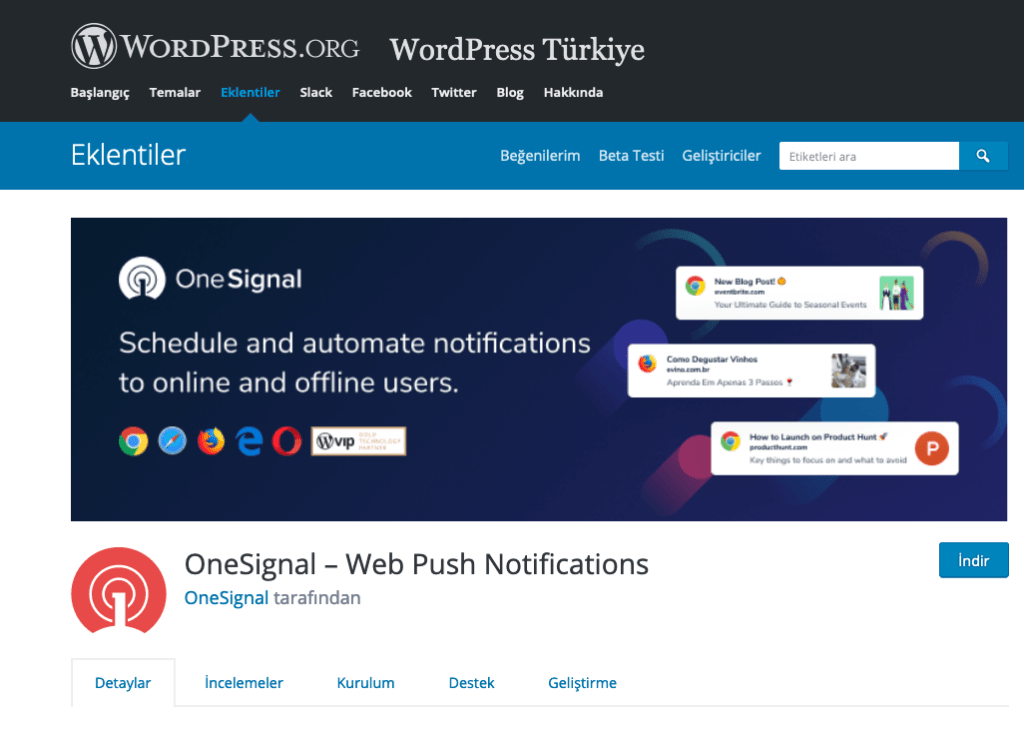 one signal push notification - en iyi wordpress eklentileri