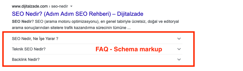 FAQ (SSS) yapılandırılmış veri örneği