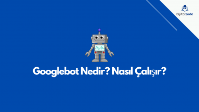 Googlebot nedir? nasıl çalışır? Öne çıkan görsel. Mavi arka plan zemini ve temsili Google botu