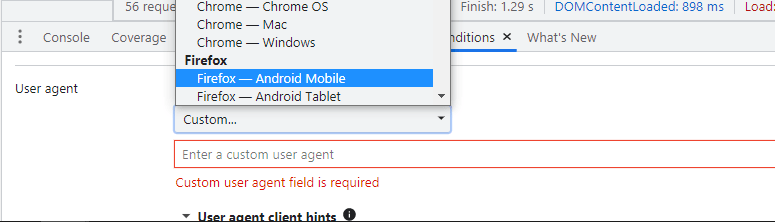 Google Chrome User agent nasıl değiştirilir görsel