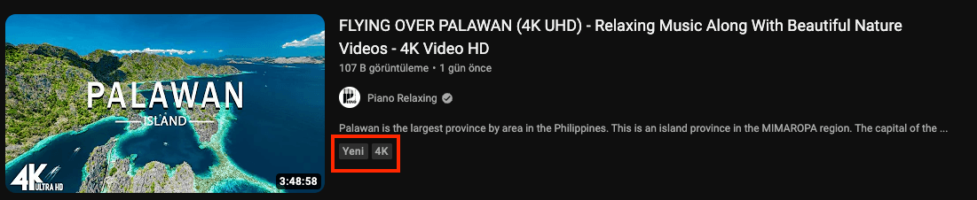 Youtube 4k video örneği