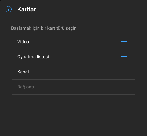 Youtube kart olusturma ekrani