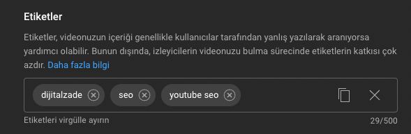 Youtube seo video etiketleri