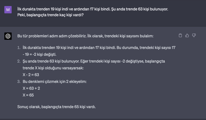 Chat GPT matematik sorusu örneği