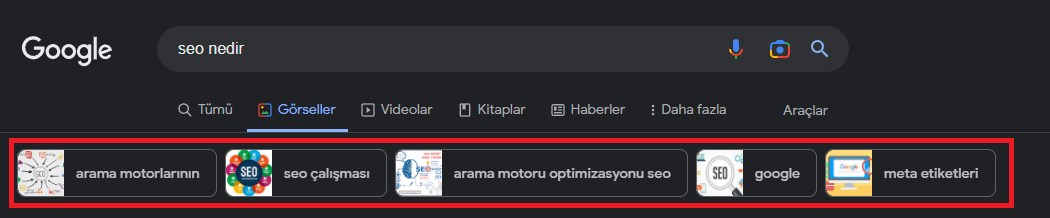 seo nedir google görseller örneği